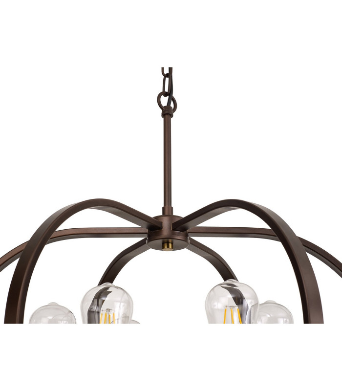 Goshen 62cm Pendant/Semi Flush Round 6 Light E27 Brown Oxide / Antique Bronze / Wood-11