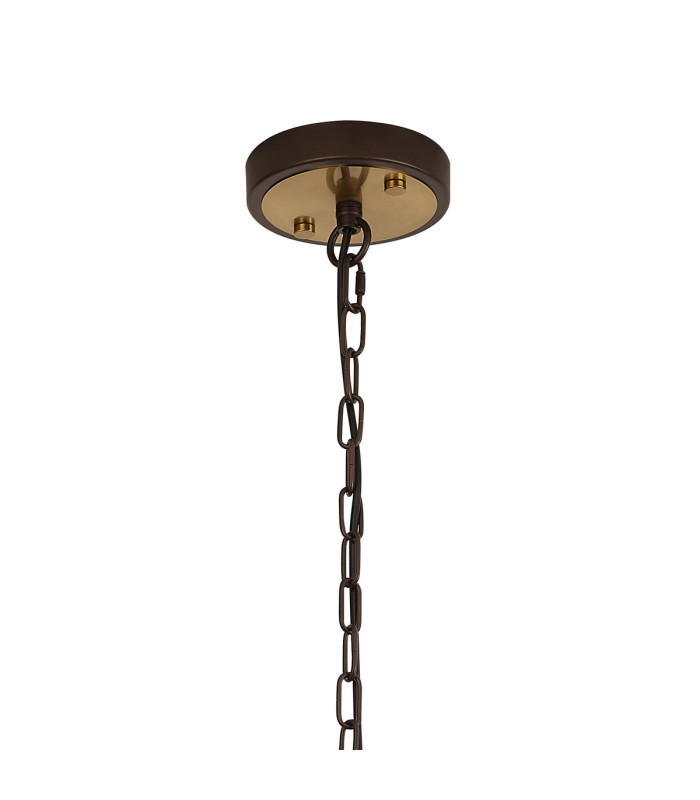 Goshen 62cm Pendant/Semi Flush Round 6 Light E27 Brown Oxide / Antique Bronze / Wood-13