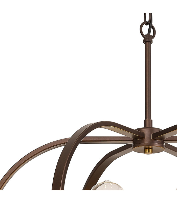 Goshen 62cm Pendant/Semi Flush Round 6 Light E27 Brown Oxide / Antique Bronze / Wood-14