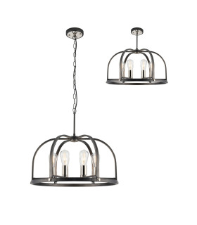Goshen 62cm Pendant/Semi Flush Round 6 Light E27 Pewter / Polished Nickel-1