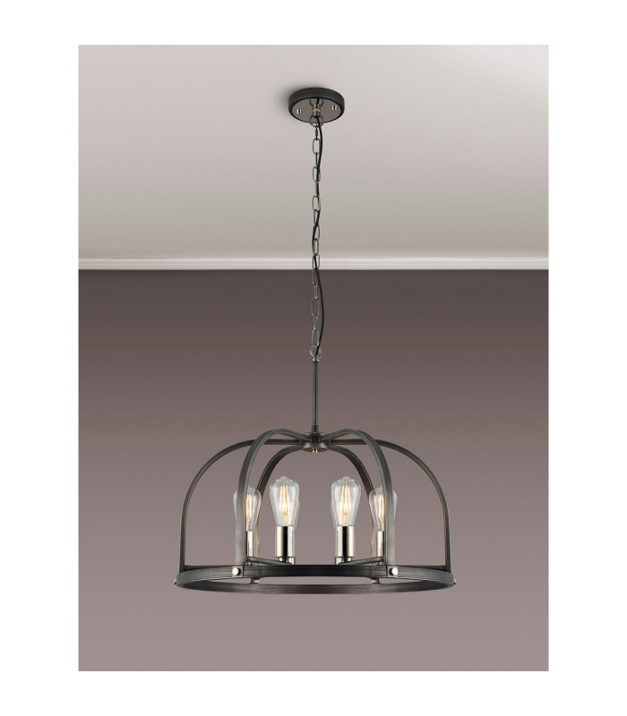 Goshen 62cm Pendant/Semi Flush Round 6 Light E27 Pewter / Polished Nickel-3