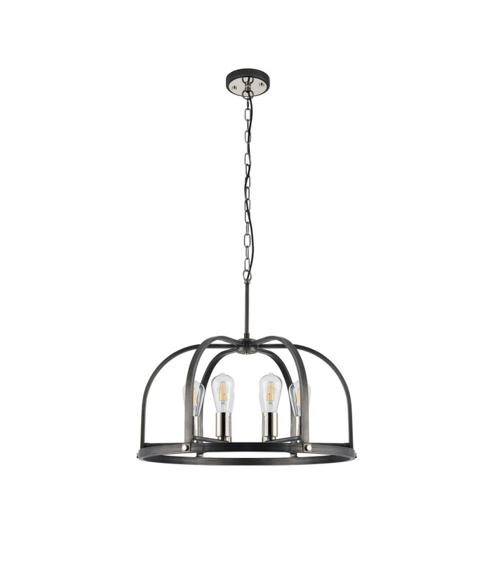 Goshen 62cm Pendant/Semi Flush Round 6 Light E27 Pewter / Polished Nickel-6