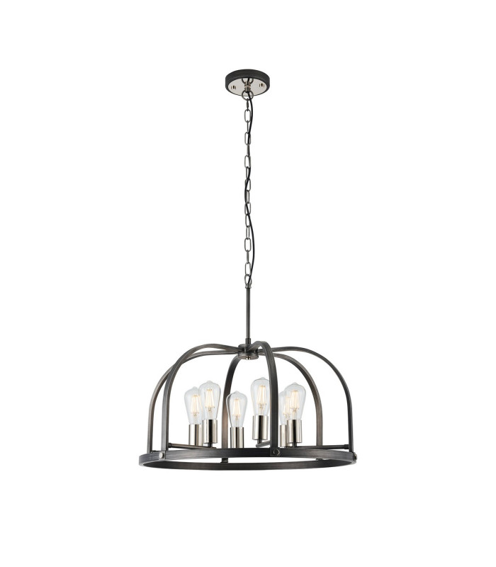 Goshen 62cm Pendant/Semi Flush Round 6 Light E27 Pewter / Polished Nickel-7