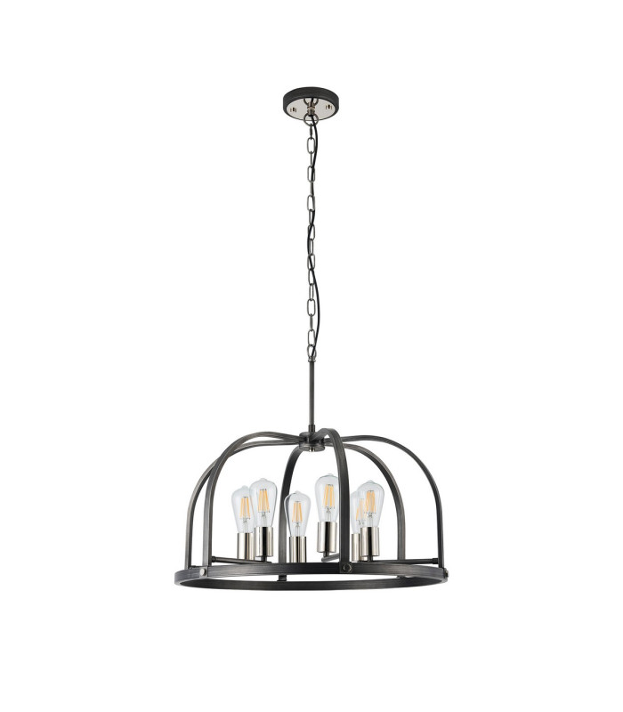 Goshen 62cm Pendant/Semi Flush Round 6 Light E27 Pewter / Polished Nickel-12