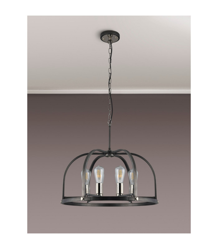 Goshen 62cm Pendant/Semi Flush Round 6 Light E27 Pewter / Polished Nickel-13