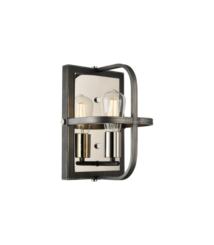 Goshen Wall Lamp 1 Light E27 Pewter / Polished Nickel-1