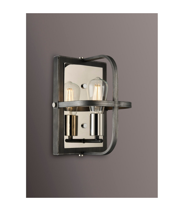 Goshen Wall Lamp 1 Light E27 Pewter / Polished Nickel-3