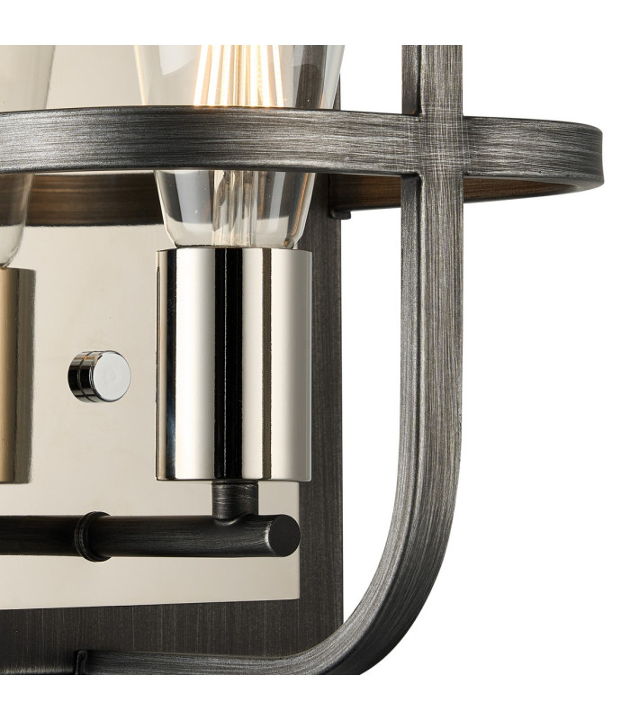 Goshen Wall Lamp 1 Light E27 Pewter / Polished Nickel-6