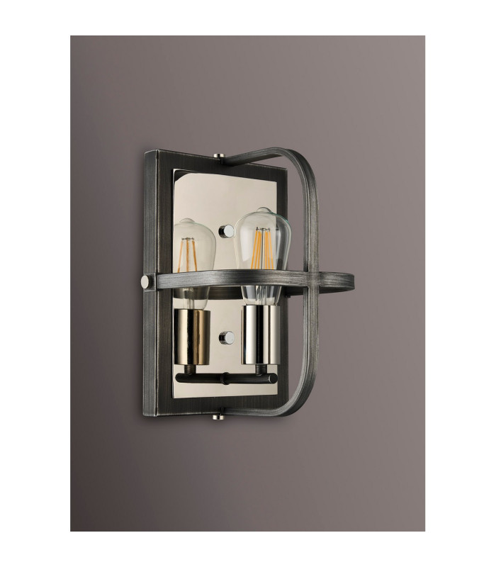 Goshen Wall Lamp 1 Light E27 Pewter / Polished Nickel-7