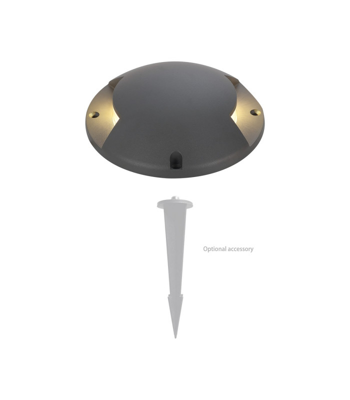 Raleigh Above Ground Light/Wall Light 1 x 4W LED 3000K 120lm IP67 IK10 Dark Grey -5