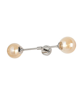 Richmond Ceiling/Wall Light Linear 2 Light G9 IP44 Polished Nickel/Amber Smooth Round Glass-1