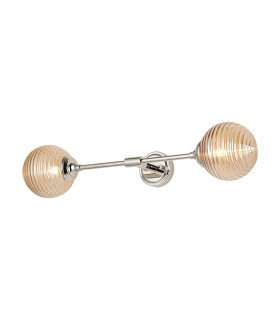 Richmond Ceiling/Wall Light Linear 2 Light G9 IP44 Polished Nickel/Amber Ribbed Round Glass-1