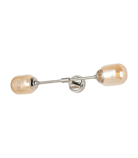 Richmond Ceiling/Wall Light Linear 2 Light G9 IP44 Polished Nickel/Amber Smooth Tubular Glass-1