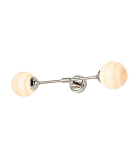 Richmond Ceiling/Wall Light Linear 2 Light G9 IP44 Polished Nickel/Brown/White Round Marble Effect Glass-1