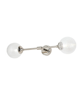 Richmond Ceiling/Wall Light Linear 2 Light G9 IP44 Polished Nickel/Clear Ribbed Round Glass-1