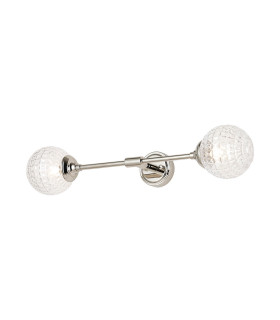 Richmond Ceiling/Wall Light Linear 2 Light G9 IP44 Polished Nickel/Clear Cross Pattern Round Glass-1