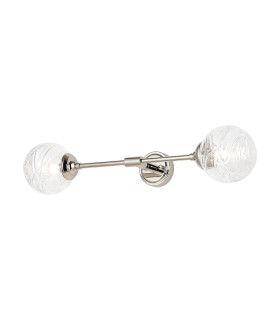 Richmond Ceiling/Wall Light Linear 2 Light G9 IP44 Polished Nickel/Clear Dune Effect Round Glass-1