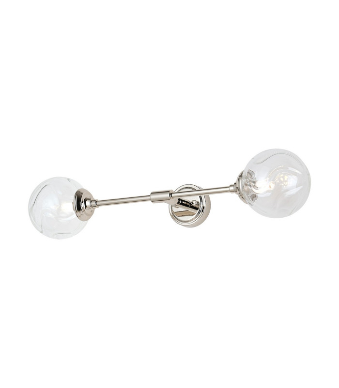 Richmond Ceiling/Wall Light Linear 2 Light G9 IP44 Polished Nickel/Clear Waved Round Glass-1