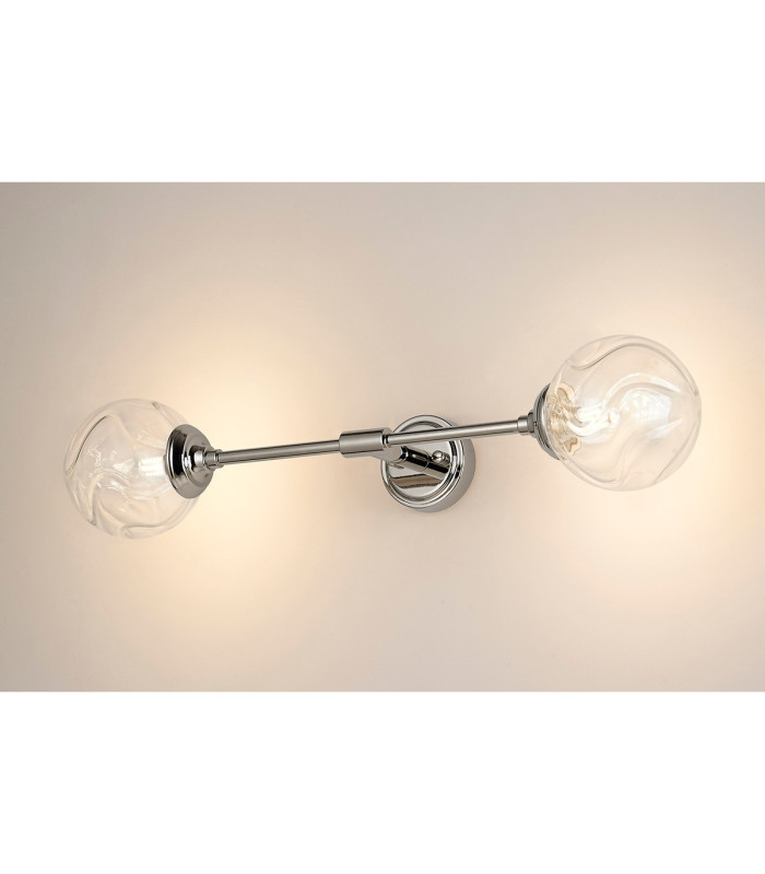 Richmond Ceiling/Wall Light Linear 2 Light G9 IP44 Polished Nickel/Clear Waved Round Glass-3