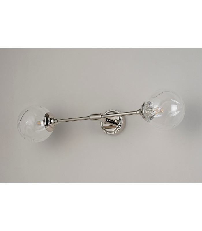 Richmond Ceiling/Wall Light Linear 2 Light G9 IP44 Polished Nickel/Clear Waved Round Glass-10