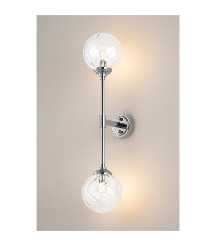 Richmond Ceiling/Wall Light Linear 2 Light G9 IP44 Polished Nickel/Clear Waved Round Glass-11