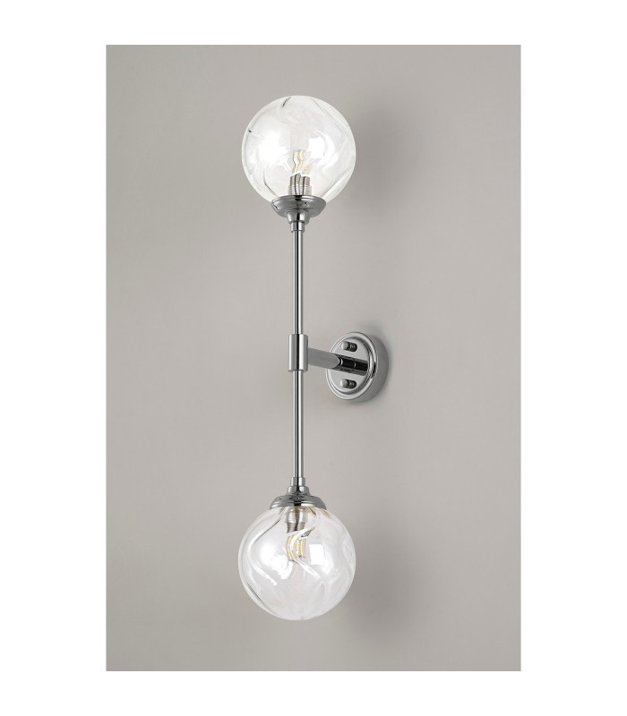 Richmond Ceiling/Wall Light Linear 2 Light G9 IP44 Polished Nickel/Clear Waved Round Glass-12