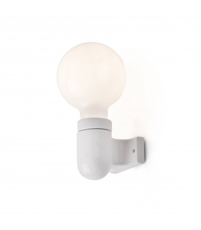 Globe Wall Lamp White 1 Light E27 - 1
