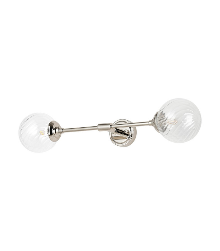 Richmond Ceiling/Wall Light Linear 2 Light G9 IP44 Polished Nickel/Clear Swirl Round Glass-4
