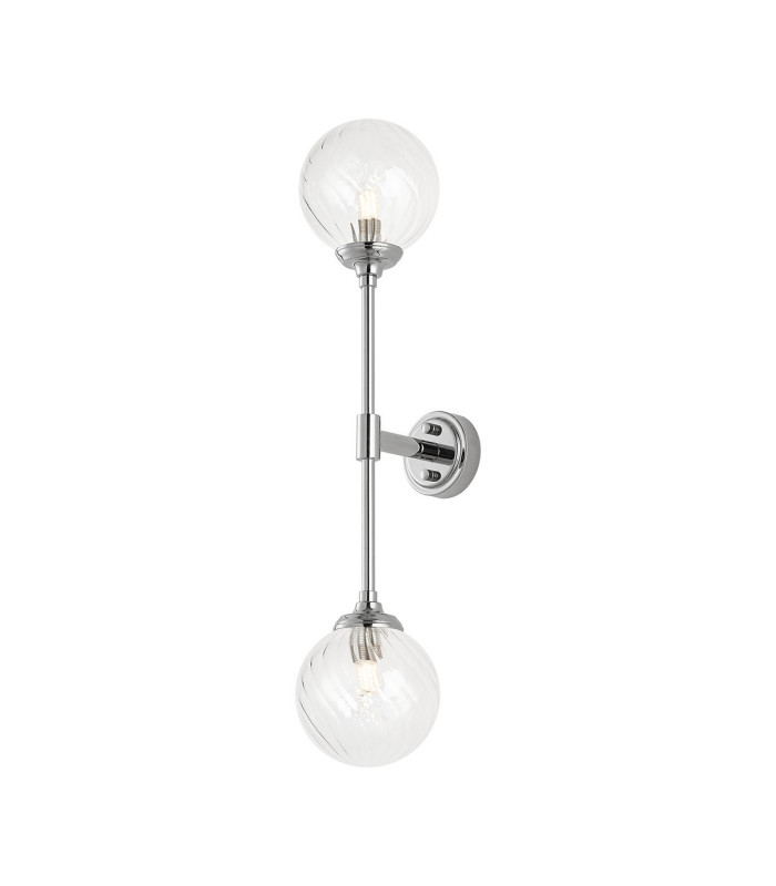 Richmond Ceiling/Wall Light Linear 2 Light G9 IP44 Polished Nickel/Clear Swirl Round Glass-5