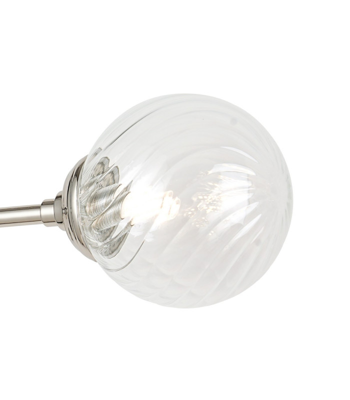Richmond Ceiling/Wall Light Linear 2 Light G9 IP44 Polished Nickel/Clear Swirl Round Glass-6