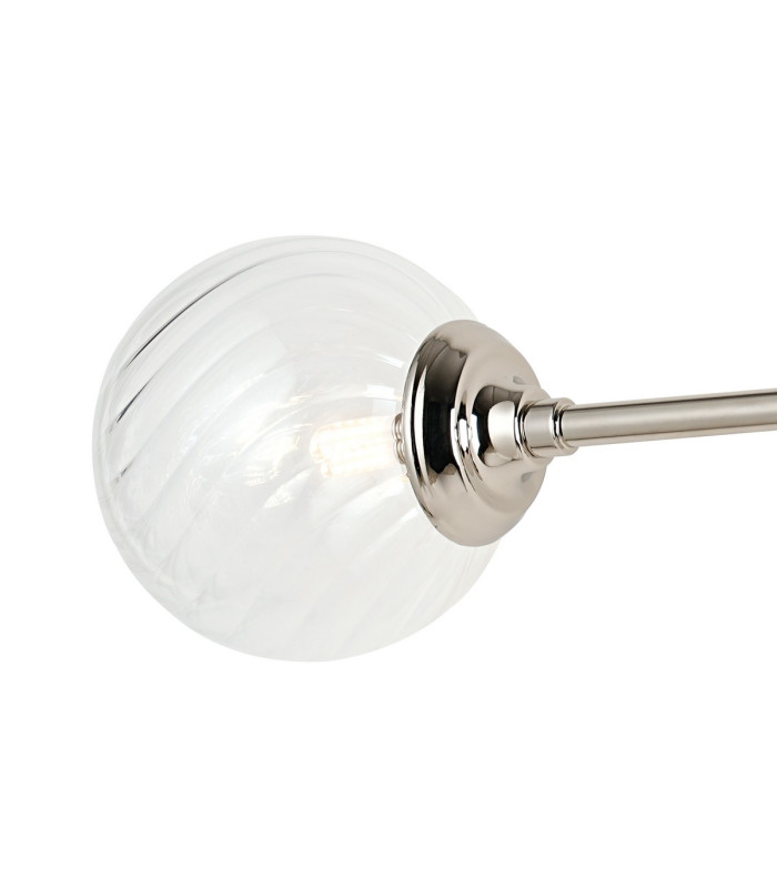 Richmond Ceiling/Wall Light Linear 2 Light G9 IP44 Polished Nickel/Clear Swirl Round Glass-7