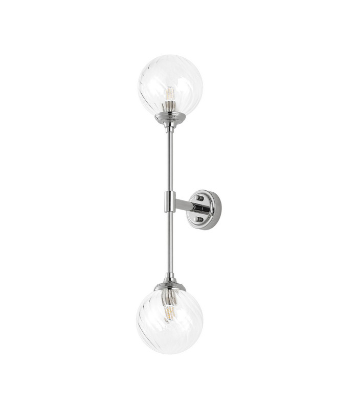 Richmond Ceiling/Wall Light Linear 2 Light G9 IP44 Polished Nickel/Clear Swirl Round Glass-9