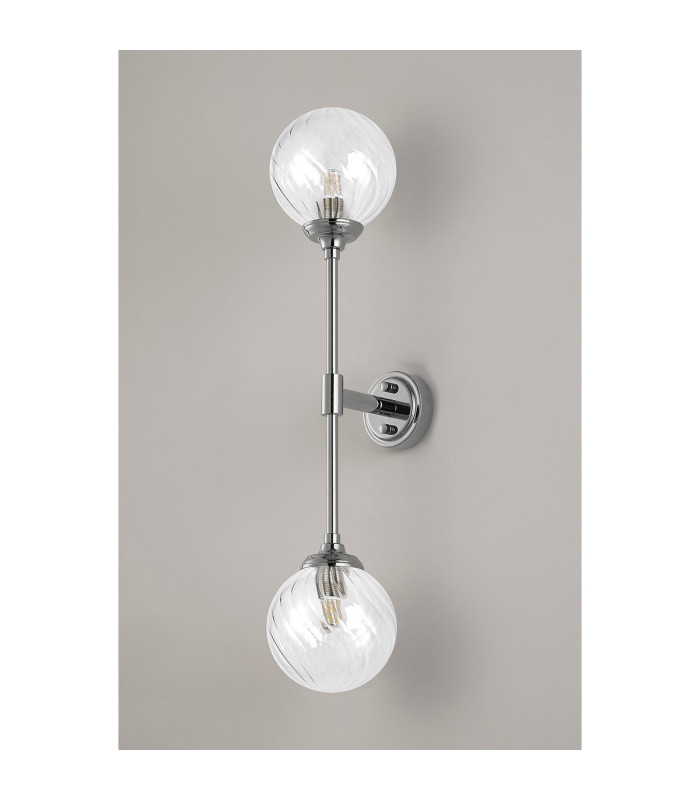 Richmond Ceiling/Wall Light Linear 2 Light G9 IP44 Polished Nickel/Clear Swirl Round Glass-12