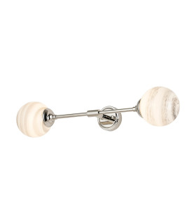 Richmond Ceiling/Wall Light Linear 2 Light G9 IP44 Polished Nickel/Grey/White Round Marble Effect Glass-1