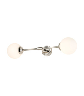 Richmond Ceiling/Wall Light Linear 2 Light G9 IP44 Polished Nickel/Opal Smooth Round Glass-1