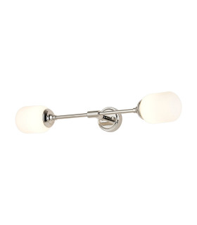 Richmond Ceiling/Wall Light Linear 2 Light G9 IP44 Polished Nickel/Opal Smooth Tubular Glass-1