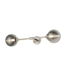 Richmond Ceiling/Wall Light Linear 2 Light G9 IP44 Polished Nickel/Smoke Ribbed Round Glass-1