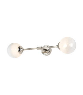 Richmond Ceiling/Wall Light Linear 2 Light G9 IP44 Polished Nickel/White Two-Tone Snow Specks Round Glass-1