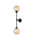 Richmond Ceiling/Wall Light Linear 2 Light G9 IP44 Satin Black/Amber Smooth Round Glass-5