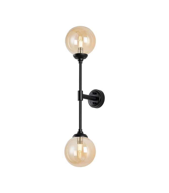 Richmond Ceiling/Wall Light Linear 2 Light G9 IP44 Satin Black/Amber Smooth Round Glass-5