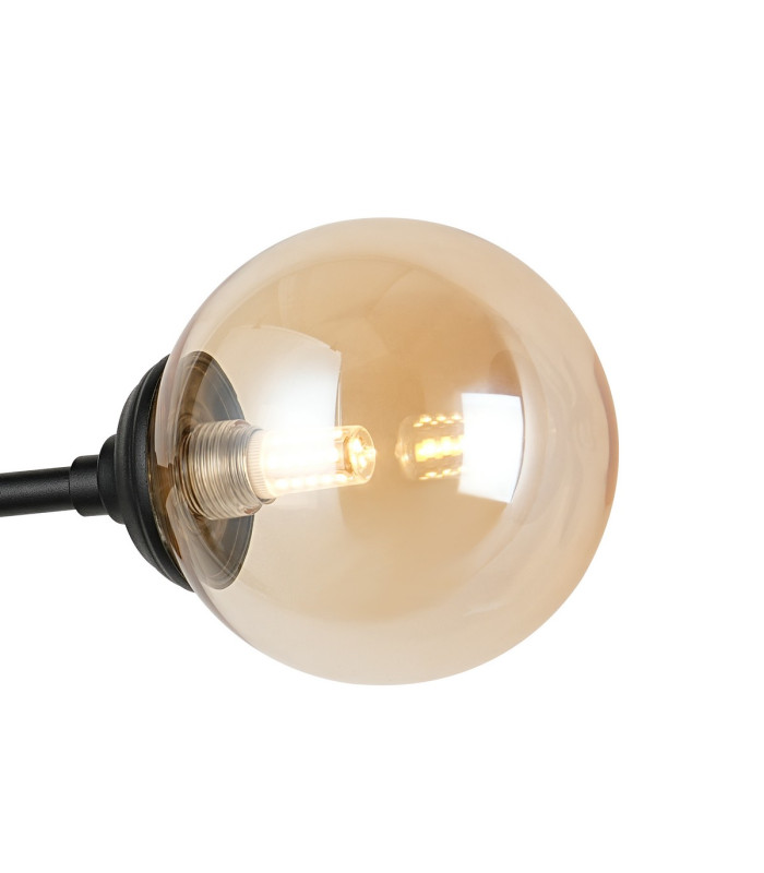 Richmond Ceiling/Wall Light Linear 2 Light G9 IP44 Satin Black/Amber Smooth Round Glass-6
