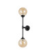 Richmond Ceiling/Wall Light Linear 2 Light G9 IP44 Satin Black/Amber Smooth Round Glass-9
