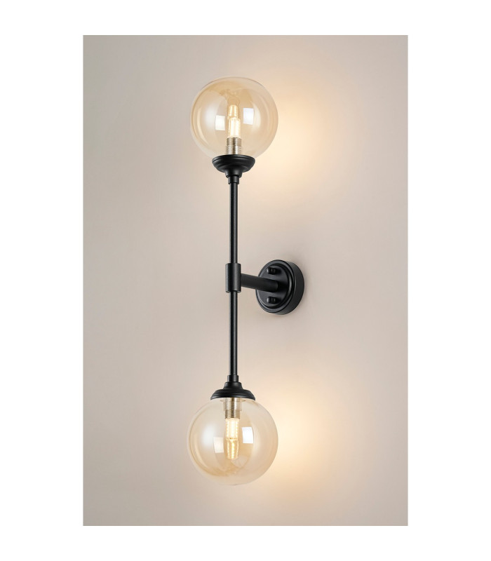 Richmond Ceiling/Wall Light Linear 2 Light G9 IP44 Satin Black/Amber Smooth Round Glass-11