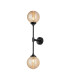 Richmond Ceiling/Wall Light Linear 2 Light G9 IP44 Satin Black/Amber Ribbed Round Glass-5