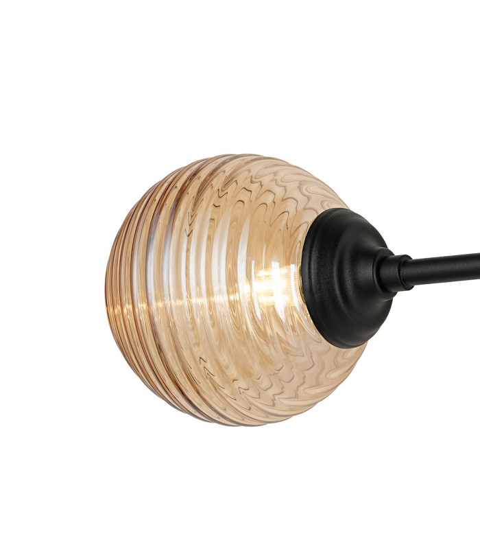 Richmond Ceiling/Wall Light Linear 2 Light G9 IP44 Satin Black/Amber Ribbed Round Glass-7
