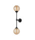 Richmond Ceiling/Wall Light Linear 2 Light G9 IP44 Satin Black/Amber Ribbed Round Glass-9