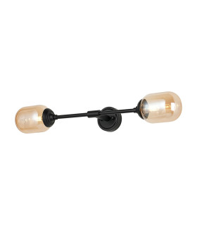 Richmond Ceiling/Wall Light Linear 2 Light G9 IP44 Satin Black/Amber Smooth Tubular Glass-1