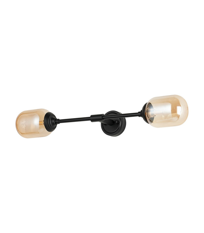 Richmond Ceiling/Wall Light Linear 2 Light G9 IP44 Satin Black/Amber Smooth Tubular Glass-4