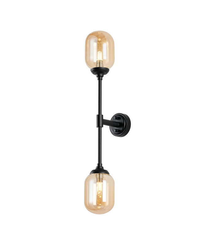 Richmond Ceiling/Wall Light Linear 2 Light G9 IP44 Satin Black/Amber Smooth Tubular Glass-5
