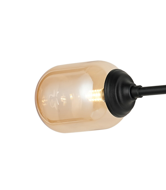 Richmond Ceiling/Wall Light Linear 2 Light G9 IP44 Satin Black/Amber Smooth Tubular Glass-7